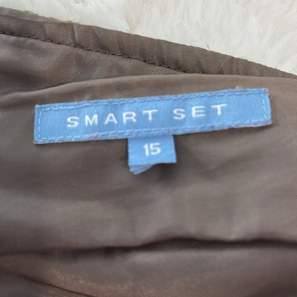 Y2K Tweed Mini Skirt Brown A-Line Vintage High Waisted - Picture 6 of 9